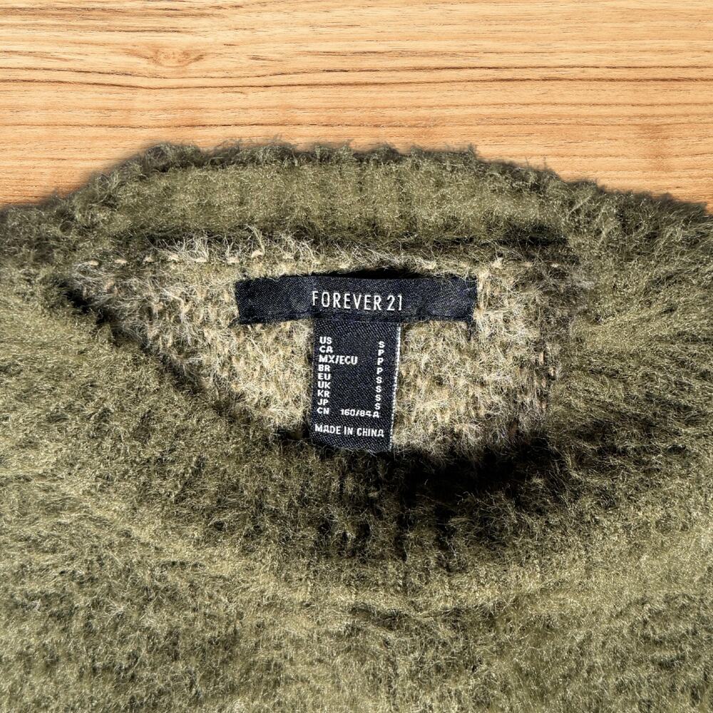 Forever 21 Fuzzy Mushroom Eyelash Knit Mock Neck Sweater Vest Green Small - Picture 5 of 8